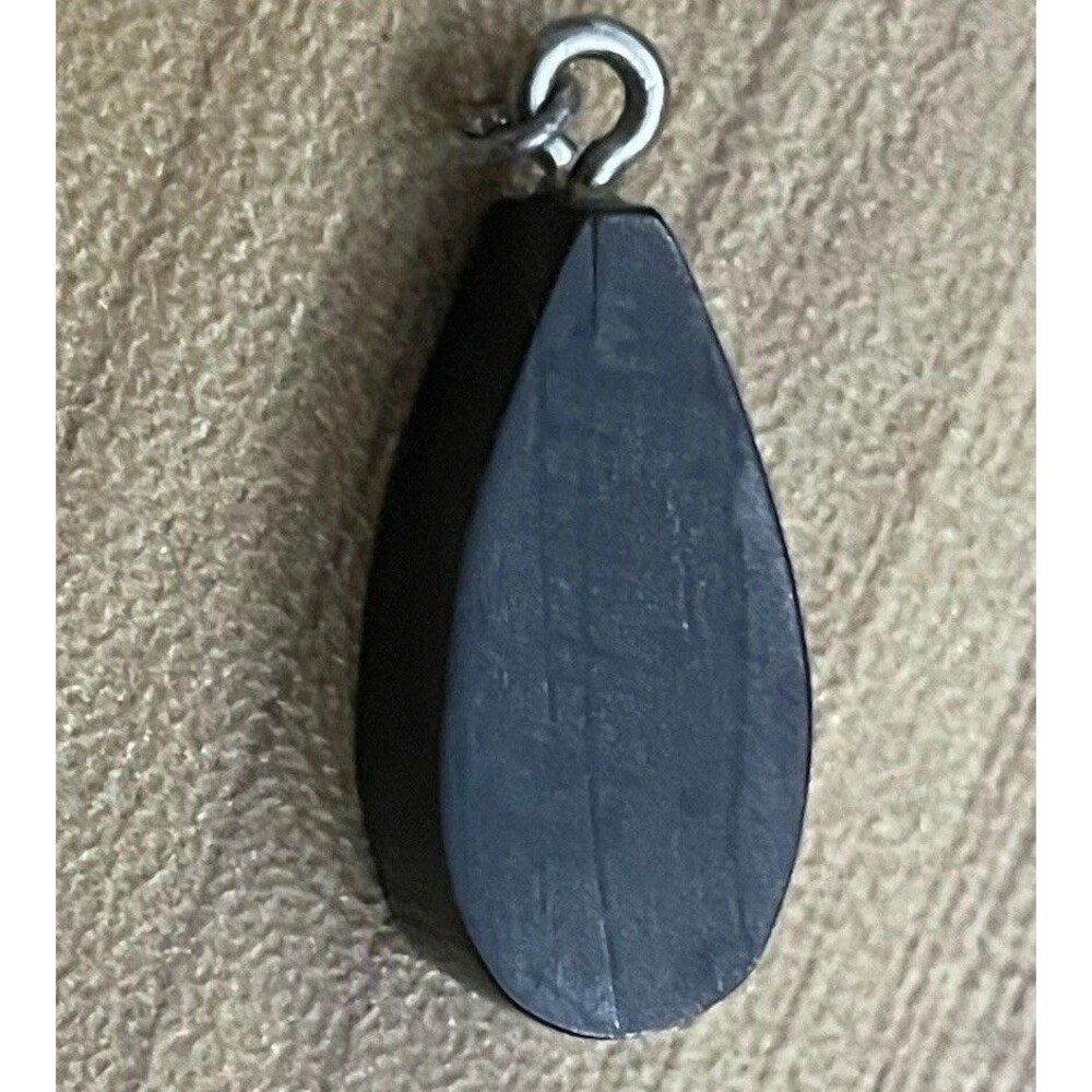 Vintage Painted Wood Teardrop Pendant Matte Black Minimalist Boho Cottagecore